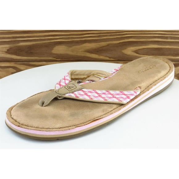 Sperry Top-Sider Sz 9 M Brown‎ Flip Flop Fabric Women Sandals - Picture 1 of 7